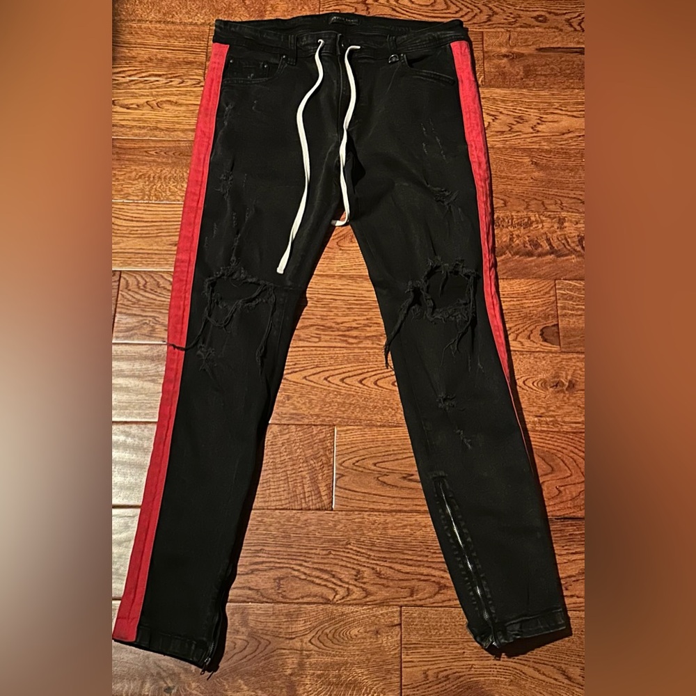 Black and Red Skinny Jeans